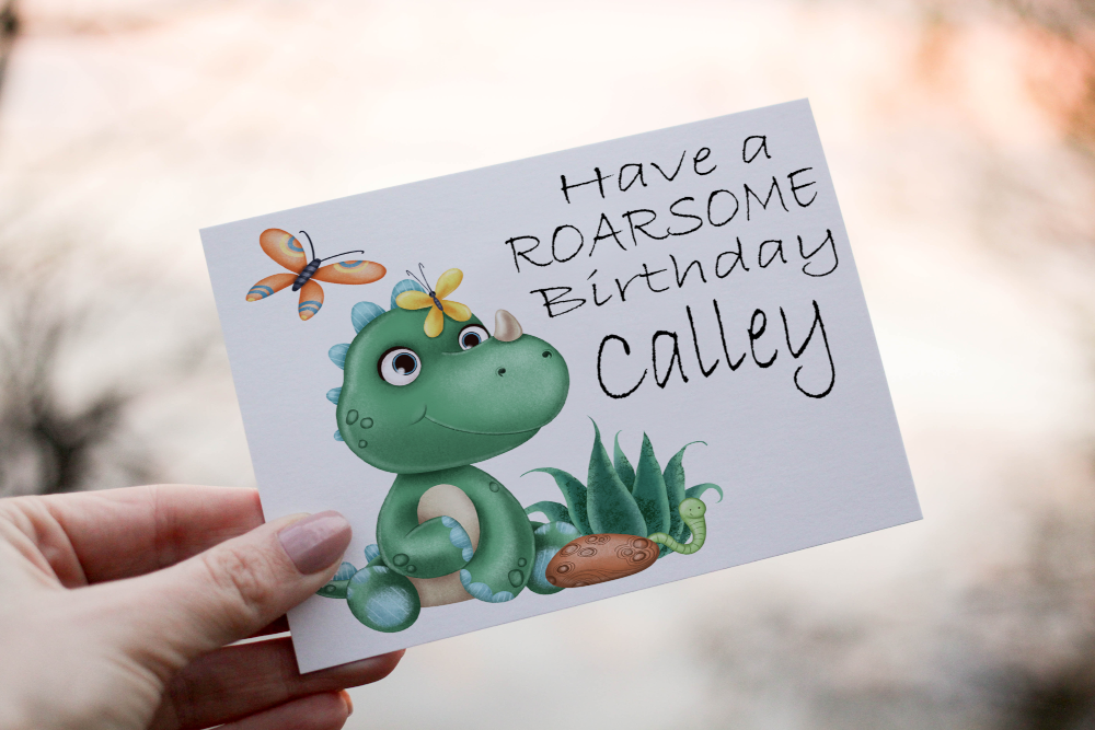 Dinosaur Birthday Card, Card for Birthday, Greetings Card